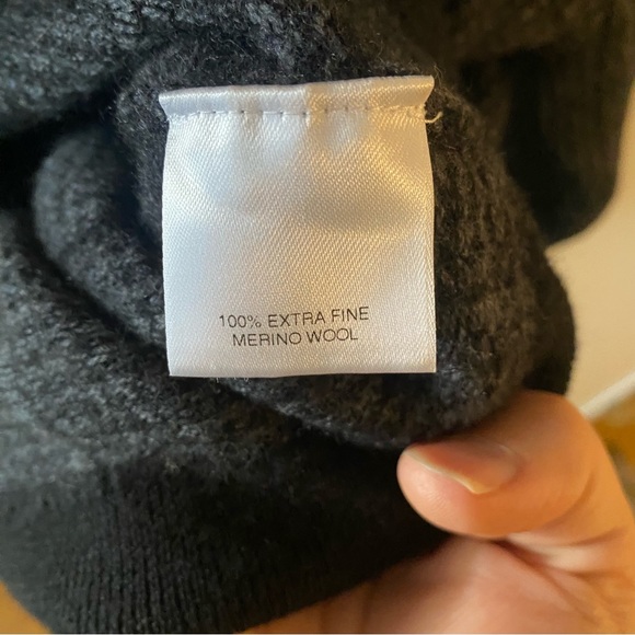 Cremieux Black and Grey Zippered Neck Merino Wool Sweater, Suze XL - Picture 6 of 7